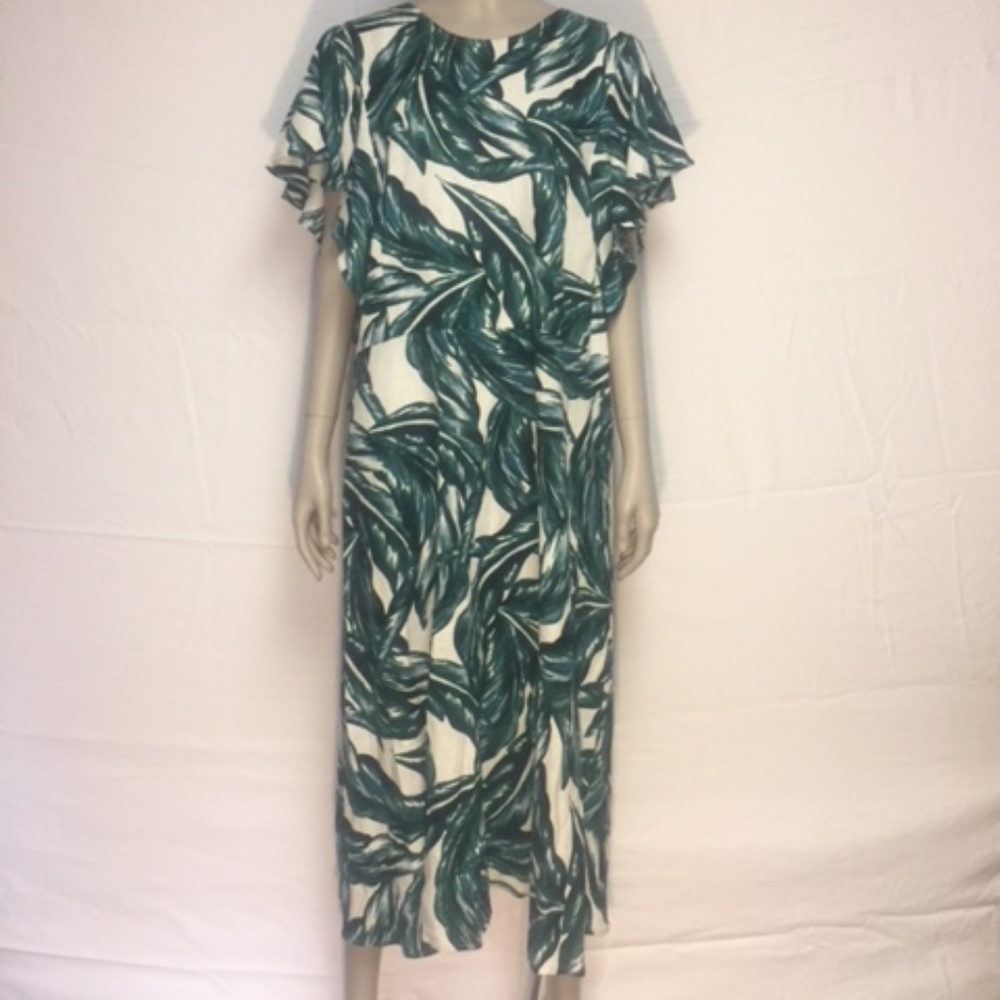 Green and white Floral dress